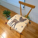 ペルシャ　ギャッベ　ミニマット　横40x38.5㎝　バンビ　アイボリー　グレー　T7566G