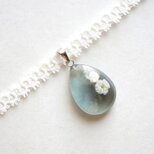 【受注製作】レジンアート　ドロップモチーフとタティングレースとサテンリボンのチョーカー〈異郷の涙〉