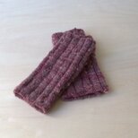 手紡ぎ・手編み ハンドウォーマー・ピンク