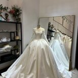 フランス風 ウエディングドレス オフショルダー パール 繊細レース プリンセスライン 拳式/前撮り