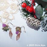 Noel*灰長石の輝き*アンデシンのスピンドルカットの2wayピアス