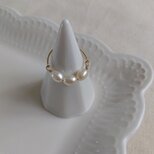 14kgf ３粒淡水ポテトパールのナチュラルリング