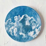 直径25㎝「空　その４」油彩・絵画・原画・丸形・アートパネル　