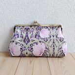 V&Aウィリアムモリス　お薬手帳・通帳ケース・がま口大きめポーチ　17cm口金　ピンパネル　パープル　552