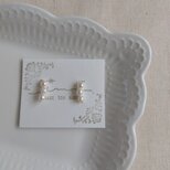 14kgf ３粒淡水パールのナチュラルピアス