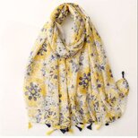 大判ストール スカーフ 花柄 タッセル付き レディス 大人 カジュアル コットン 綿 ショール マフラー プレゼント 通勤通学
