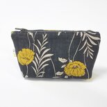 小さなポーチ ポピー チャコール×イエロー