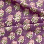 インド ブロックプリント生地 [50cm単位切売]ピンクフラワーXパープル地 木の実 ベリー SA IF0419