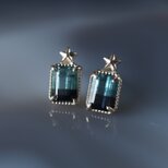 夜空色 バイカラートルマリン ピアス / K10YG【1点限り】