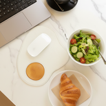 目玉焼き レザーマウスパッド｜黄身クッションのアームレスト付き｜デスクが楽しくなる本革マウスパッド