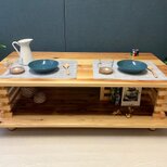 【送料無料】 ローテーブル 和風 木組格子形 120cm 60cm 杉 ナチュラル