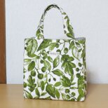 ミニスクエアトートバッグ★葉っぱ柄（グリーン）
