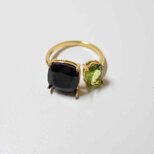 天然石 ブラックスピネル×ペリドットのフォークリング【フリーサイズ】