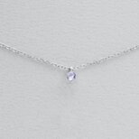 つけっぱなしOK！タンザナイト 一粒ネックレス AAA 金属アレルギー サージカルステンレス スキンネックレス スキンジュエリー