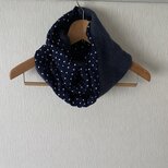 ねじりスヌード水玉　紺白