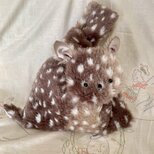 おすわり鹿のワンハンドルバッグ2  ポーチつき