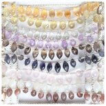 880円お得！∴天然石ビーズ∵ 高品質マーキスライスブリオレットカット9種類各2粒セット