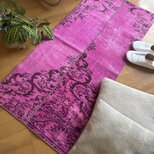 59×156ピンクオーバーダイ　パッチワーク　トルコヴィンテージラグ