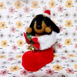クリスマス羊毛フェルトダックスフントぬいぐるみ