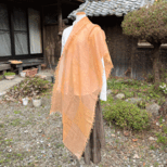 柿渋染め市松ストール　K24108