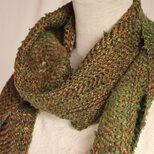 手織りきびそシルク　ヘリボーン柄マフラー