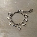 Vintage 80s-90s USA retro lucky charm silver tone bracele