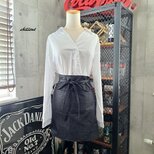 【sale】【バリスタ】エプロン：ショート：ブラックデニム：センターポケット【0911】