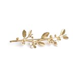 小花とリーフのブランチブローチ｜真鍮製 アンティークゴールド調 ebro29