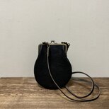 姫路レザー親子がま口ポシェット◆焦げ茶　カード入れ　スマホショルダー　サコッシュ