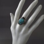 淡い色合いのターコイズ・燻しのシルバーリング