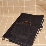 *BK154 ⑥A4判手帳カバーデニム　ペン差しポケット有