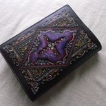 単行本サイズブックカバー  牛革　刻印＆拭き染め