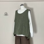 ★ワイドジレ【ドンゴロス・オリーブ】◆フリーサイズ（厚手6番手、リネン100％）