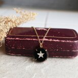 西ドイツ製ヴィンテージ！ブラックスターストーンのネックレス　金アレ対応