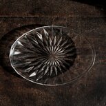 ギザギザで素敵◆クリスタル・プレスガラス楕円オーバル皿　古民家　古道具　昭和後期【傷多め】i1