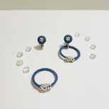 【2way】気分に合わせて２通りを愉しめるイヤリングo-raka 金属ｱﾚﾙｷﾞｰ対応 ブルー&シルバー