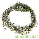 【金属不使用　ピスタチオ・チョコレートブラウン・アクア系　糸のネックレス　】アルゼンチン