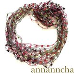 【金属不使用　パパラチア・ピスタチオ・茶系　糸のネックレス　】アルゼンチンのコピー