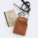 ■ピンドットコーデュロイのがま口スマホショルダーポーチ Mサイズ■ camille (cdr-pdot)