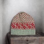 北欧柄手編みニット帽子/シェットランドウール