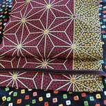 正絹　麻の葉模様に花びらアップサイクル品