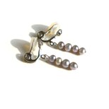 艶やかな淡水パールのラインイヤリング（金具変更可能）◇送料無料♪C