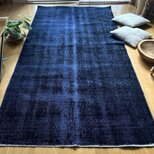 112.5×209藍色オーバーダイ　ワンカラーラグ　トルコヴィンテージラグ