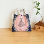 レトロ柄の巾着袋