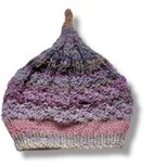 １点限定！　新作2025どんぐりニット帽子　野呂英作毛糸使用　パープルピンクグラデーション　誕生日ギフト・プチギフトのコピー