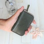 本革キーケース　オリーブグリーン