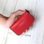 本革キーケース　レッド