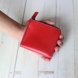 【名入れ無料】本革Ｌ字ファスナー財布　レッド