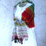 手織りの読書感想文・マッチ売りの少女を読んで・手織りウールコットンロングストール