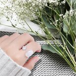 ✧2粒の奇跡✧ 天然石×クリスタル　ローズクォーツ　華奢見えフォークリング　冬コーデ　新春